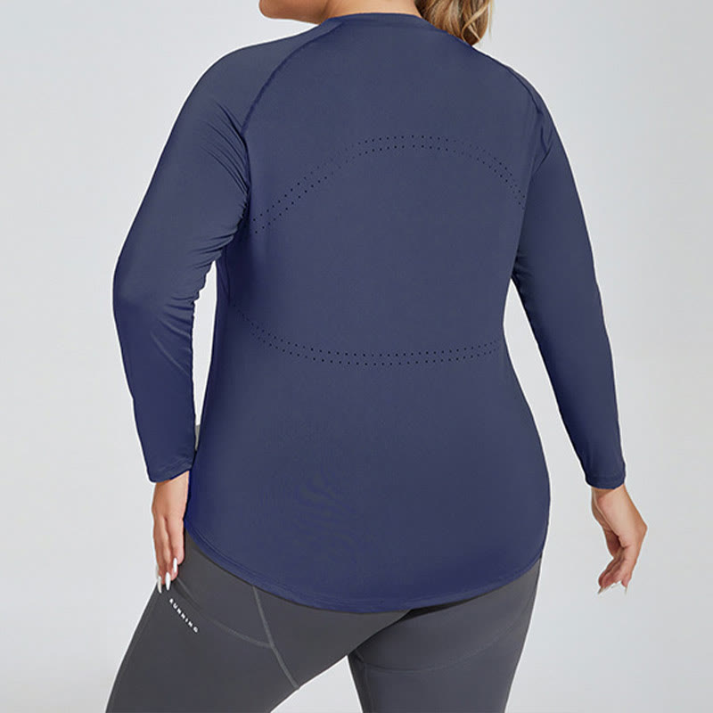 T-shirt de yoga de sport à manches longues - Bleu marine - 4XL - image 3