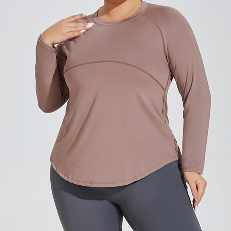 T-shirt de yoga de sport à manches longues - Kaki - 4XL - image 1