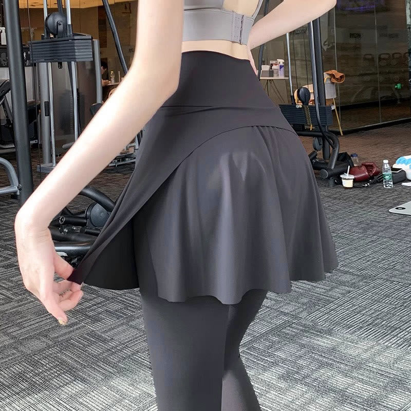 Jupe-pantalon de sport couvrant les hanches pour le yoga - Gris foncé - 2XL - image 3