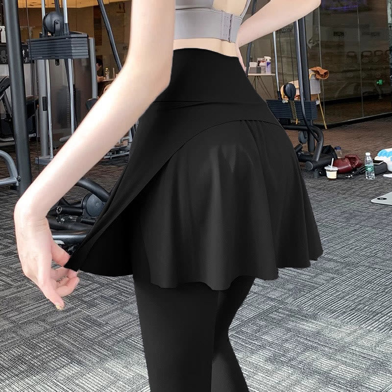 Jupe-pantalon de sport couvrant les hanches pour le yoga - Noir - 2XL - image 4