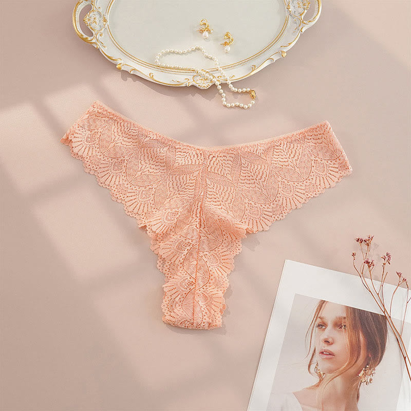 String sexy taille basse en dentelle (paquet de 4) - Nu - 4XL - image 6