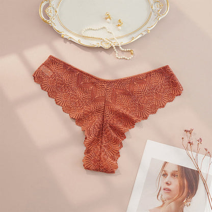 String sexy taille basse en dentelle (paquet de 4) - Café - 4XL - image 3