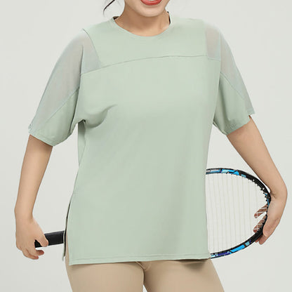 T-shirt de yoga à manches courtes grande taille à séchage rapide - Vert - 5XL - image 10