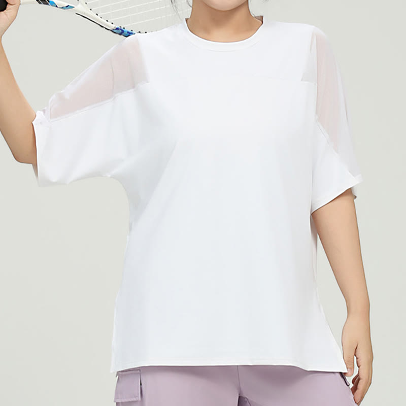T-shirt de yoga à manches courtes grande taille à séchage rapide - Blanc - 5XL - image 5