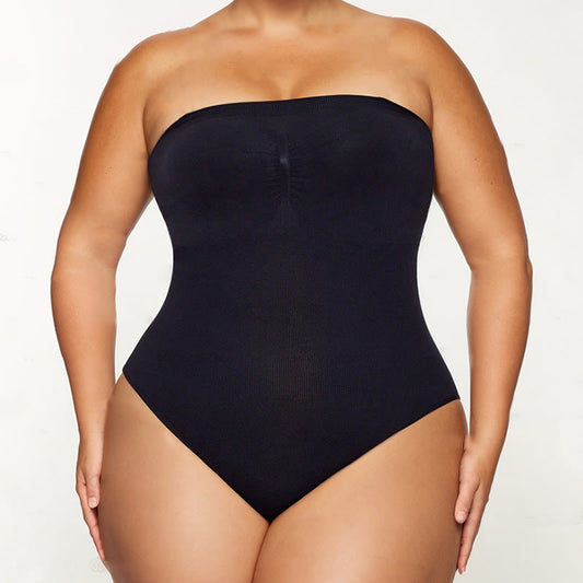 Body gainant sans bretelles et sans coutures grande taille - Noir - 4XL - image 0