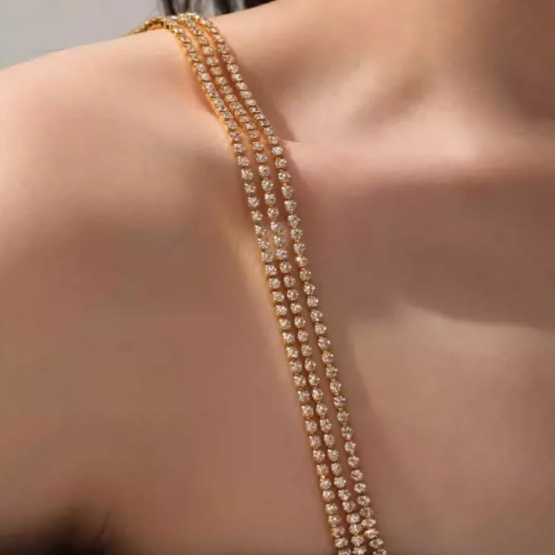 Chaîne de lingerie sexy en strass (3 paires) - Or 3 rangées - Crochet de 0,8'' - image 1