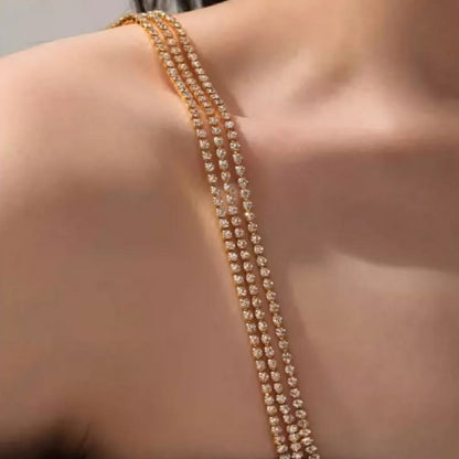 Chaîne de lingerie sexy en strass (3 paires) - Or 3 rangées - Crochet de 0,8'' - image 1