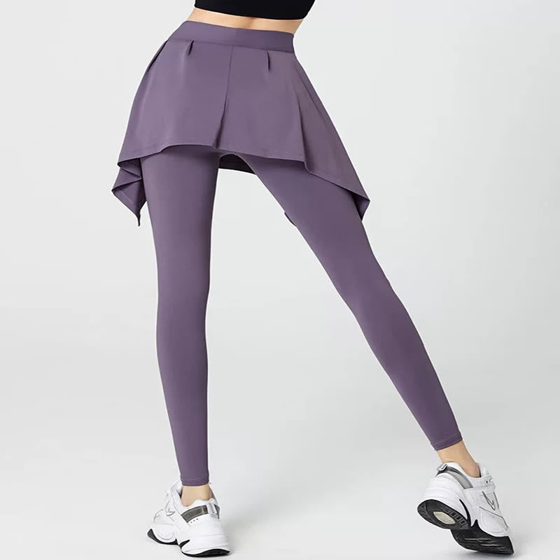 Pantalon de yoga 2 en 1 grande taille avec jupe intégrée à la taille et ceinture nouée - image 5
