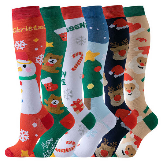Chaussettes de compression bonhomme de neige (6 paires) - Multicolore - S/M - image 1