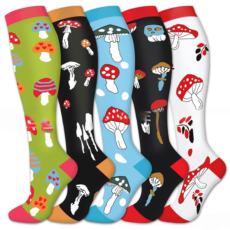 Chaussettes de compression champignons (5 paires) - Multicolore - S/M - image 0