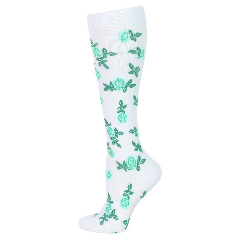 Chaussettes de compression à fleurs bleu-vert (6 paires) - Blanc - S/M - image 5