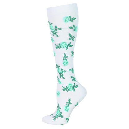 Chaussettes de compression à fleurs bleu-vert (6 paires) - Blanc - S/M - image 12