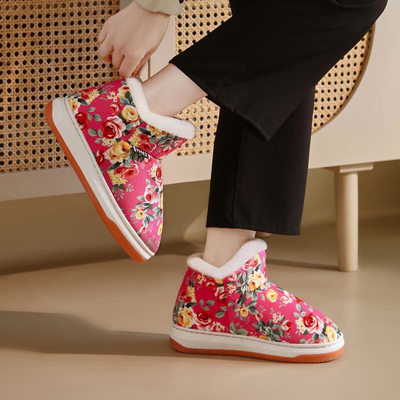 Chaussons élégants à fleurs grande taille - image 1