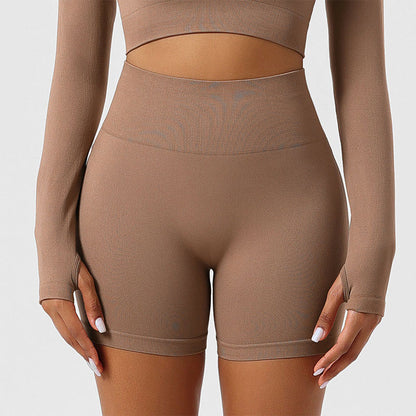 Short de sport et de yoga sans coutures, effet push-up fessier - Kaki - 2XL - image 0
