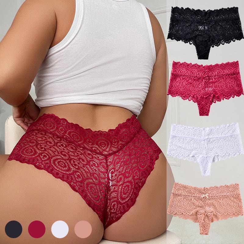 String sexy en dentelle et coton à entrejambe ornée (lot de 3) - image 0