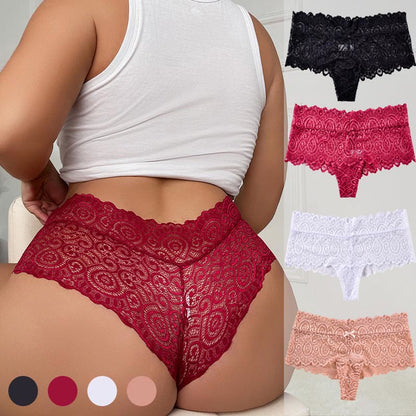 String sexy en dentelle et coton à entrejambe ornée (lot de 3) - image 0