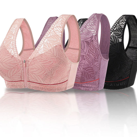 Soutien-gorge push-up sans armatures grande taille avec fermeture éclair sur le devant