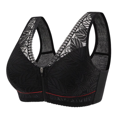 Soutien-gorge push-up sans armatures grande taille avec fermeture éclair sur le devant
