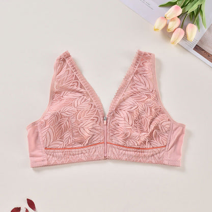 Soutien-gorge push-up sans armatures grande taille avec fermeture éclair sur le devant