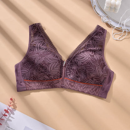 Soutien-gorge push-up sans armatures grande taille avec fermeture éclair sur le devant