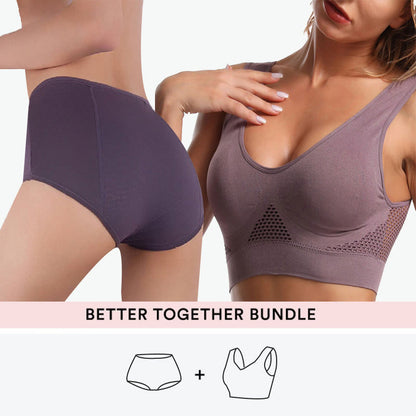 Ensemble soutien-gorge de sport ajouré + culotte souple - Violet - 8XL - 5XL - image 0