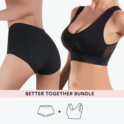 Ensemble soutien-gorge de sport ajouré + culotte souple - Noir - 8XL - 5XL - image 1