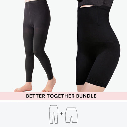 Ensemble Shapewear grande taille + collants de compression - Noir - 7XL - 4XL - image 1