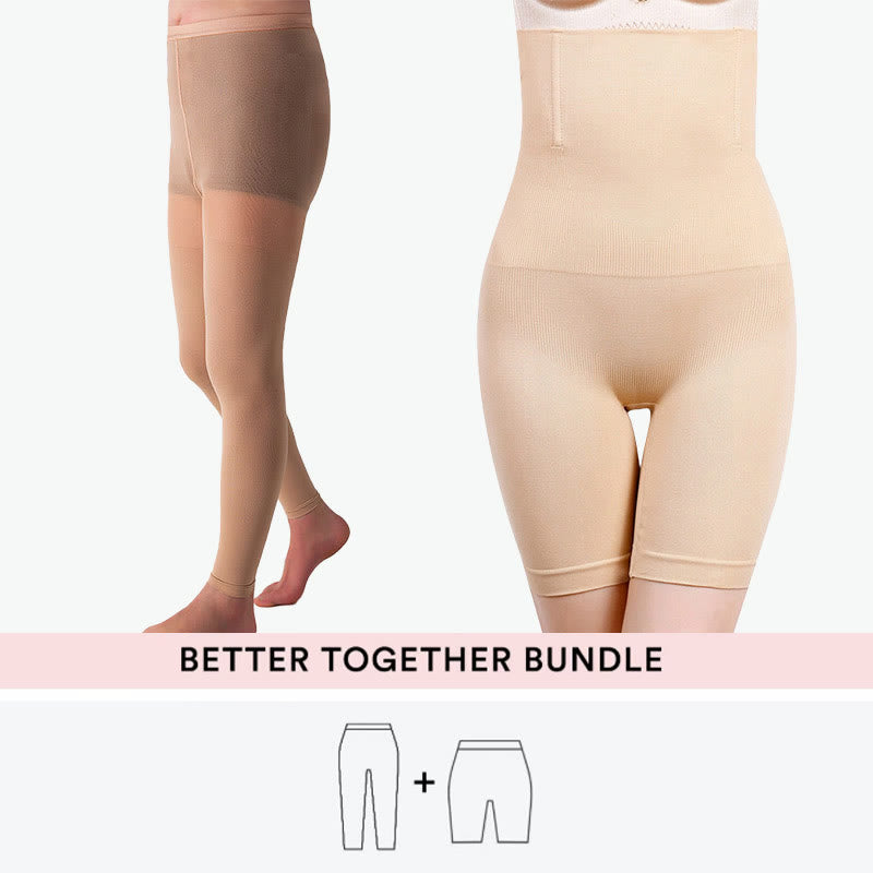 Ensemble Shapewear grande taille + collants de compression - Nu - 7XL - 4XL - image 0