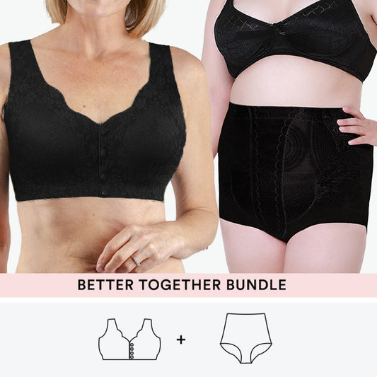 Ensemble soutien-gorge en dentelle + culotte - Noir - 5XL - 3XL - image 0