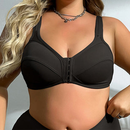 Soutien-gorge sans armatures à fermeture avant sans coutures et bonnets emboîtants - Noir - 5XL - image 1