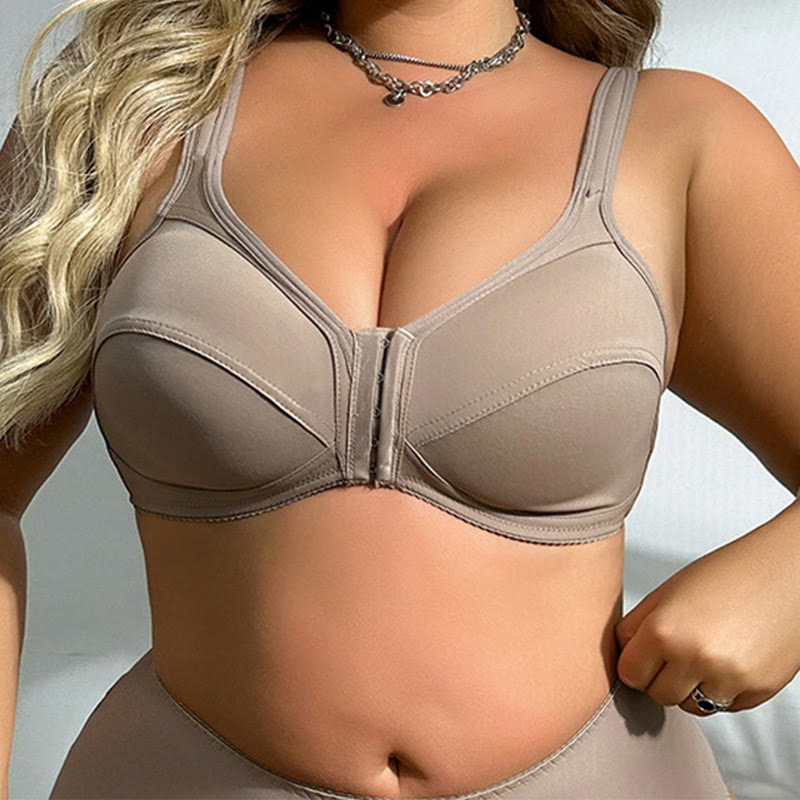 Soutien-gorge sans armatures à fermeture avant sans coutures et bonnets emboîtants - Kaki - 5XL - image 2