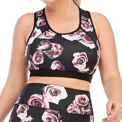 Combinaison de sport grande taille à imprimé Fuchsia pour le fitness et le yoga - Soutien-gorge - 3XL - image 5