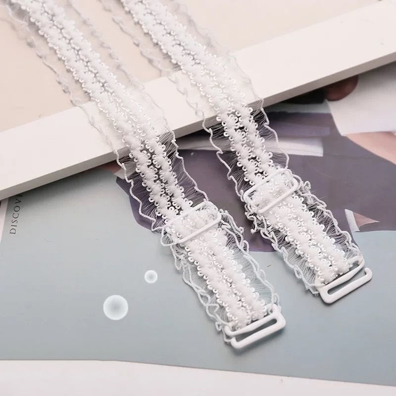 Bretelles de soutien-gorge sexy réglables en dentelle (6 paires) - Blanc - image 4