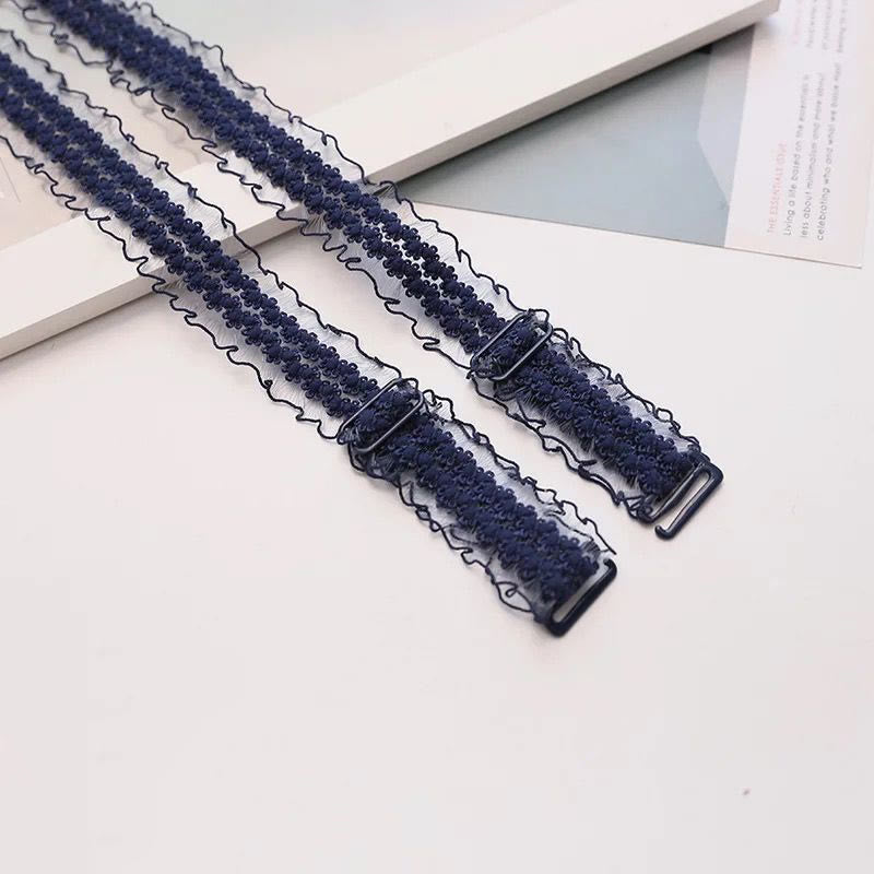 Bretelles de soutien-gorge sexy réglables en dentelle (6 paires) - Bleu marine - image 12