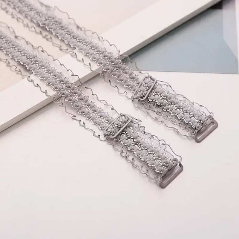 Bretelles de soutien-gorge sexy réglables en dentelle (6 paires) - Gris - image 7