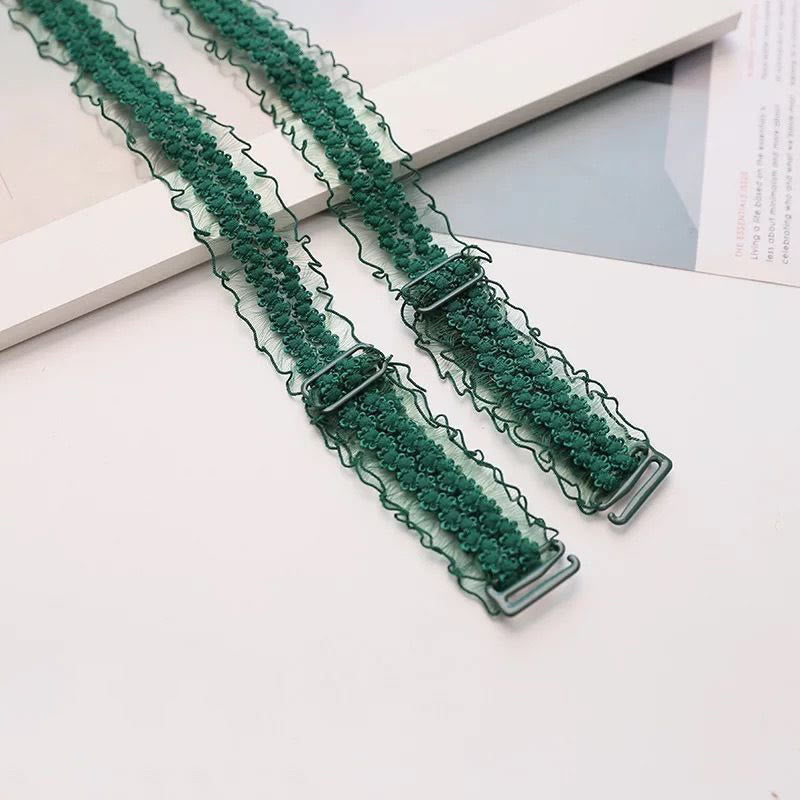 Bretelles de soutien-gorge sexy réglables en dentelle (6 paires) - Vert foncé - image 11