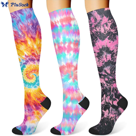 Chaussettes de compression marbrées vibrantes (3 paires)