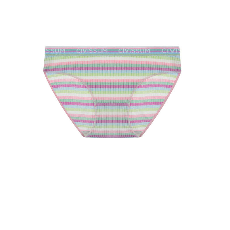 Culotte taille basse en coton rayé coloré grande taille (lot de 3)