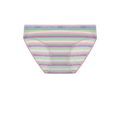 Culotte taille basse en coton rayé coloré grande taille (lot de 3)