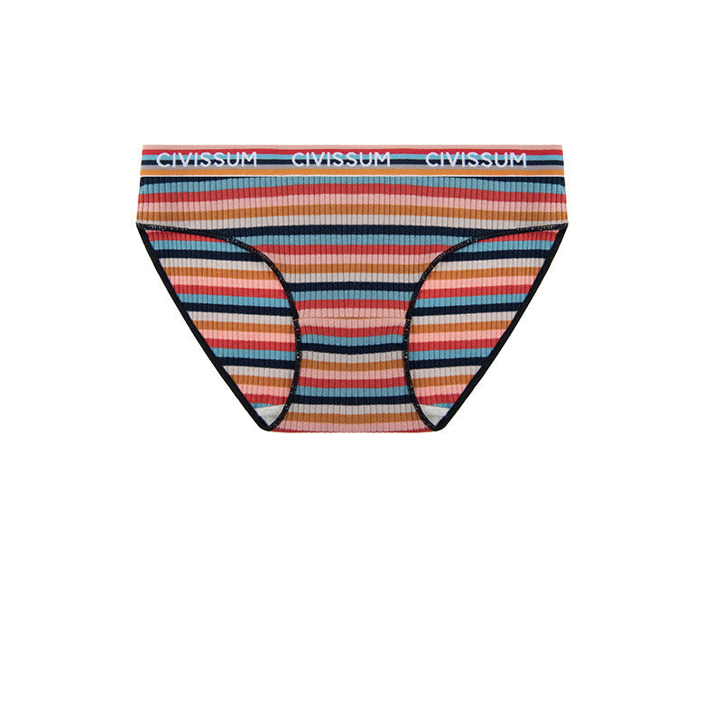 Culotte taille basse en coton rayé coloré grande taille (lot de 3)