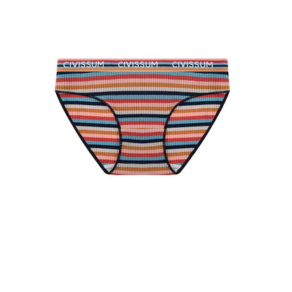 Culotte taille basse en coton rayé coloré grande taille (lot de 3)