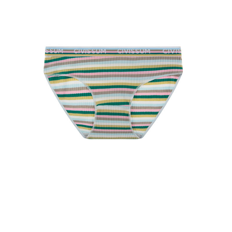 Culotte taille basse en coton rayé coloré grande taille (lot de 3)