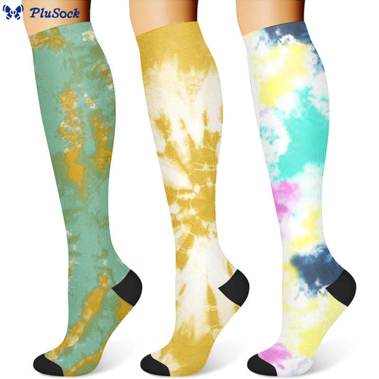 Chaussettes de compression ombrées tie-dye (3 paires)