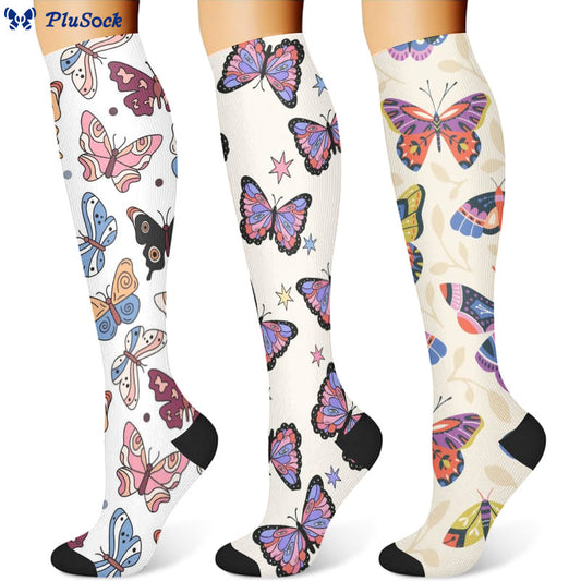 Chaussettes de compression papillon (3 paires) - Multicolore - S/M - image 1