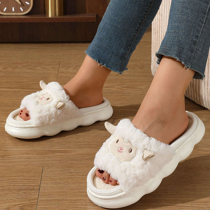 Chaussons ouverts en agneau grande taille - image 3