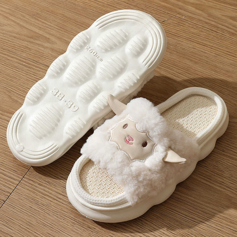 Chaussons ouverts en agneau grande taille - Blanc - EU44-45 (US10-11) - image 5