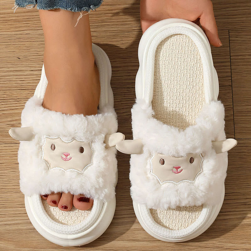Chaussons ouverts en agneau grande taille - image 0