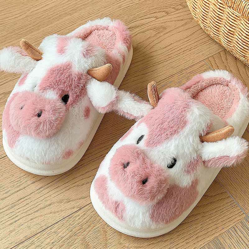 Pantoufles vache en peluche grande taille - Rose - EU44-45(US9-10) - image 7