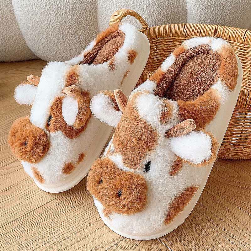 Chaussons en peluche vache grande taille - Brun - EU43-44 (US9-10) - image 6