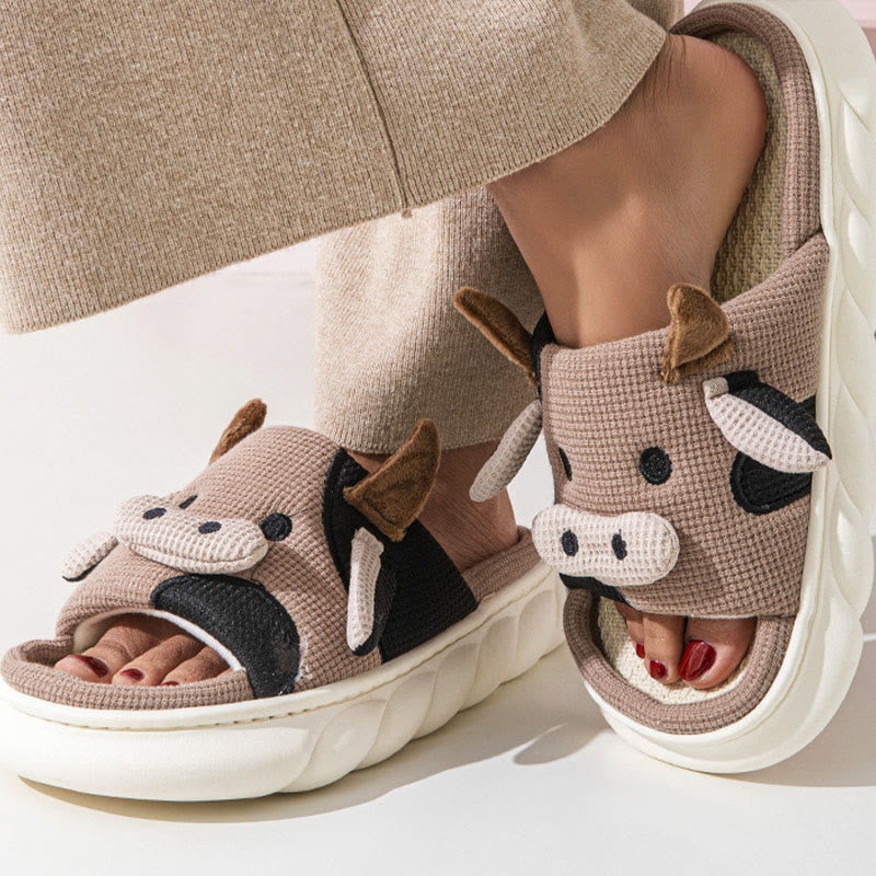Chaussons patchwork vache grande taille amusants - image 1